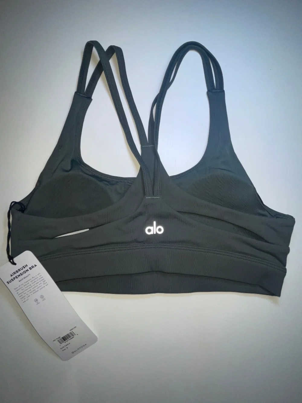 Alo Yoga Airbrush Suspension Sports Bra | Dark Cactus | Strappy Back | Size S